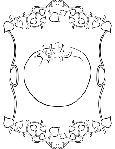 Vignette Frame With Tomato Coloring Page